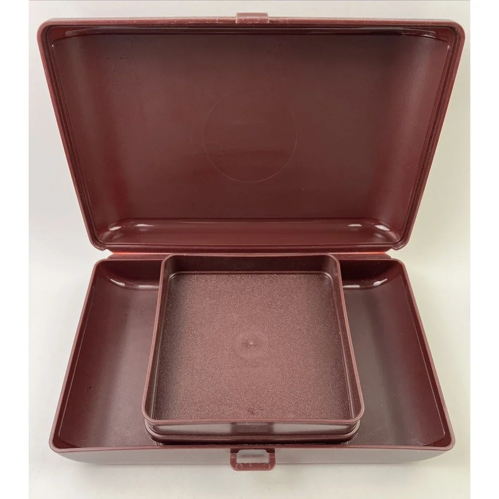 Vintage Brown Tupperware Personal Valet Travel/Food Case Organizer Good Shape!